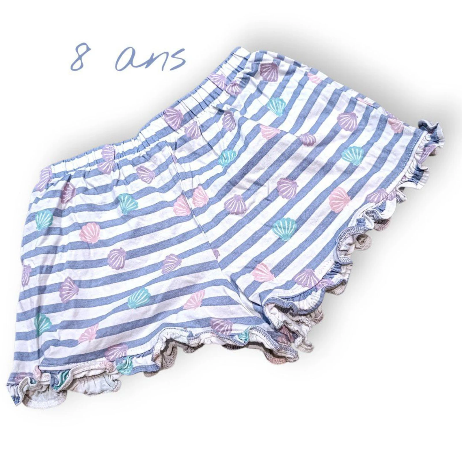 🌊🐚 short léger à coquillages – été & confort – 8 ans 🐚🌊